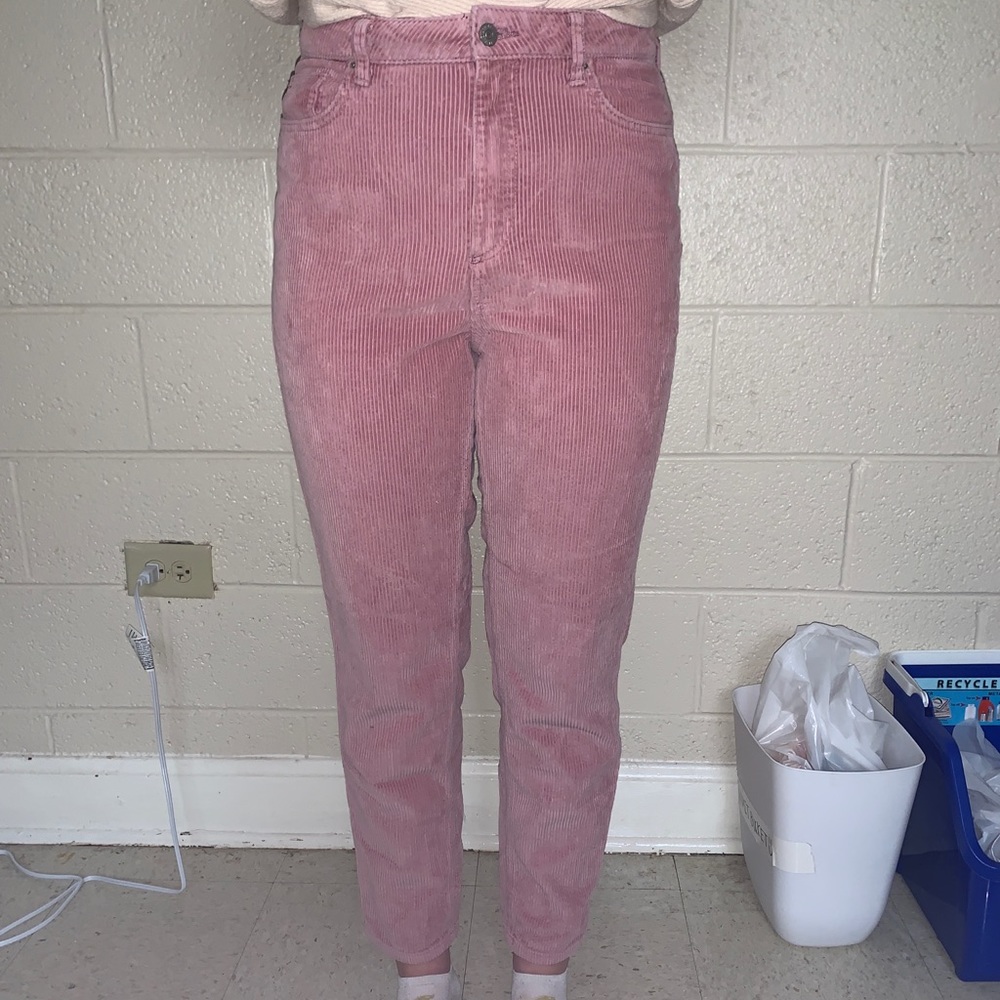 UO High Rise Corduroy Pink Mom Jeans